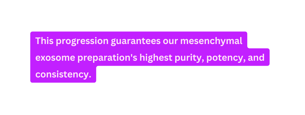 This progression guarantees our mesenchymal exosome preparation s highest purity potency and consistency